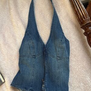 PacSun Blue Denim Halter Top